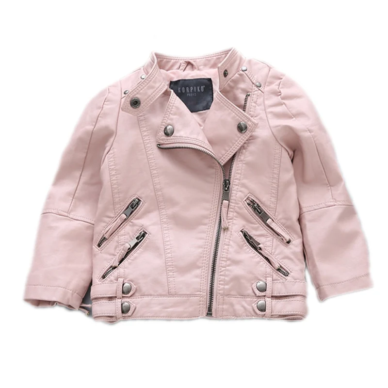 

2018 new spring kids clothes girls jackets outwear short pu leather girls jackets and coats handsome Motorcycle jacket 2-10T