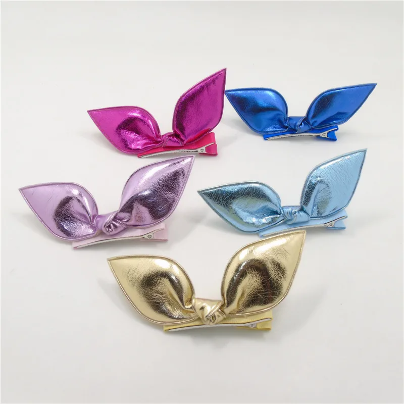 Buy Rabbit Ear Clip Baby Girls' Cute Bunny Ear Hair Clips Metallic Color PU