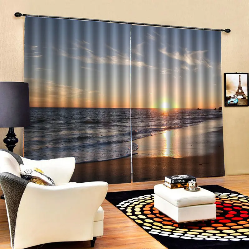 3D печать шторы для гостиной и спальни Cortinas Para Sala De Estar летний отдых солнечный пляж океан изображение на заказ - Цвет: curtain1