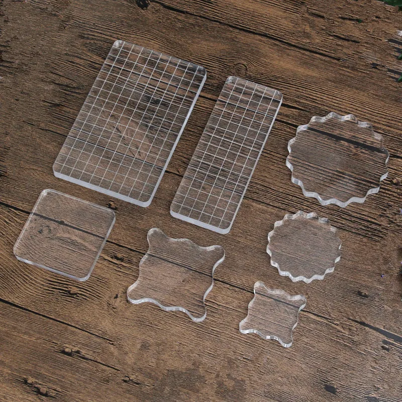 

1PC Scrapbook Tools DIY Transparent Stamp Acrylic Block Pad with Grid grip for Clear Stamps Scrapbooking Handmade Stamping Tools