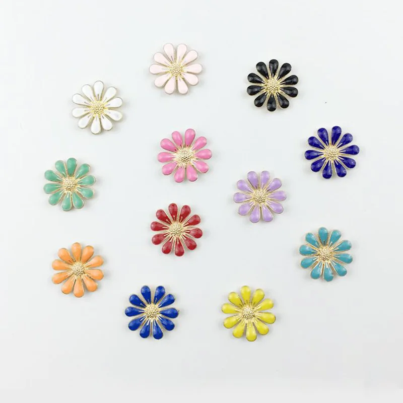 

10Pcs 18MM Flower Colorful Alloy Buttons Craft Decoration Button DIY Wedding Embelishment Buckle Hair Bow Accessories
