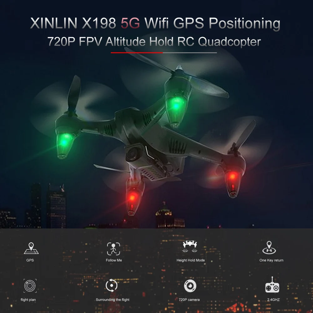 XINLIN X198 2,4G 5G Wifi 720 P 1080 P камера Wifi FPV RC Дрон высота удержания gps RC Квадрокоптер плюс мини Дрон для тренировок игрушки