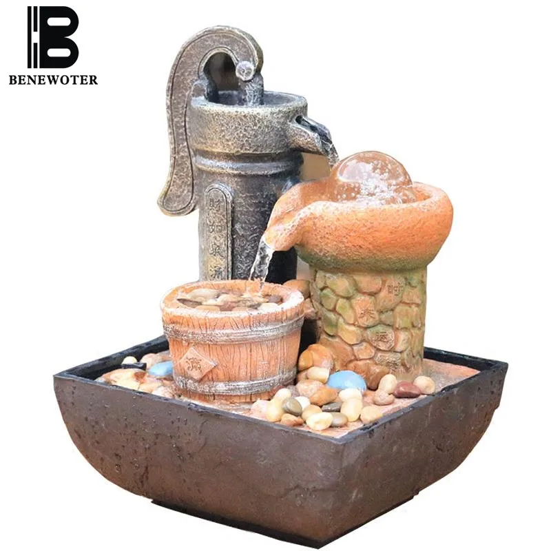

110V/220V Creative Lucky Flowing Water Fountain Office Living Room Desktop Decoration Water Feature Chinese Crafts Business Gift