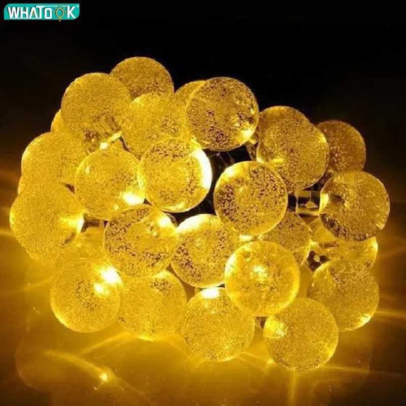 

30 LEDs Crystal Ball Solar Powered String Light Globe Fairy Lights for Outdoor Garden Christmas Holiday Decoration Warm White