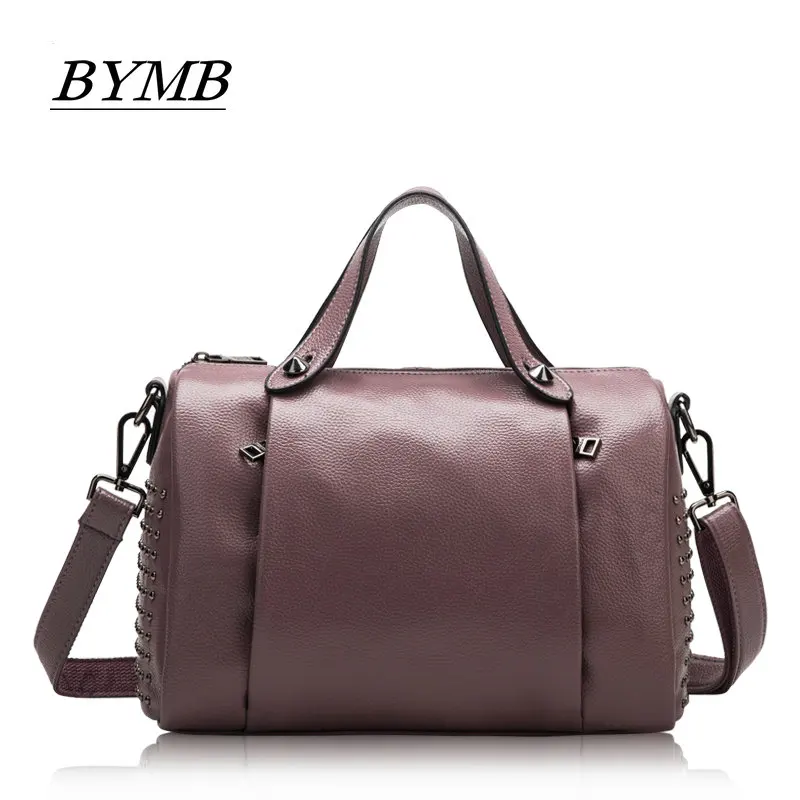 

new real genuine leather handbag, European and American rivet leather pillow bag with single shoulder bag Brand package