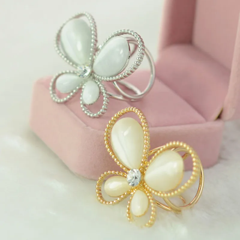 

New Fashion Korean jewelry crystal cat's eye stone scarves deduction butterfly brooch Shawl buckle Women's gifts