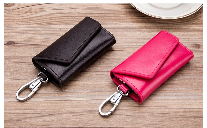 Lomelobo Unisex Split Leather Key Wallet Men Multi-Function Coin Purse Organizer Key Case Women Credit ID Card Holder portomonee HCL978 Details (10)