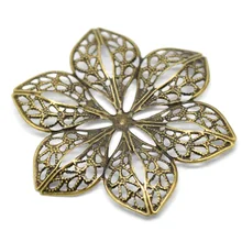 Doreen коробка Прекрасный с бронзовой филигранью под старину Цветочные Обертывания Разъемы 6x5,3 см(2-3/" x2-1/8"), продается за лот 30(B16294