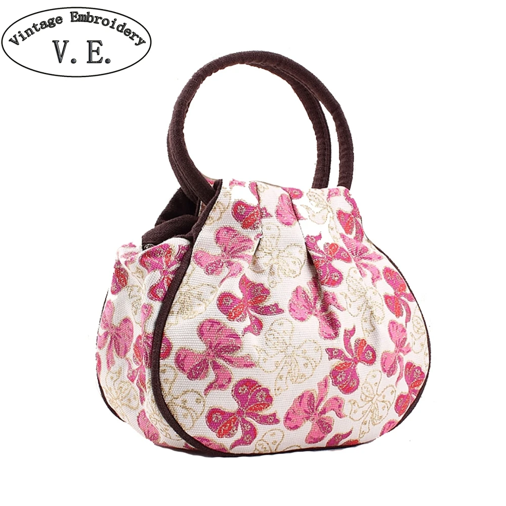 

Vintage Embroidery Women's Handbag Double Zipper Mobile Phone Coins Mini Handbags Ladies Small Canvas Clutch