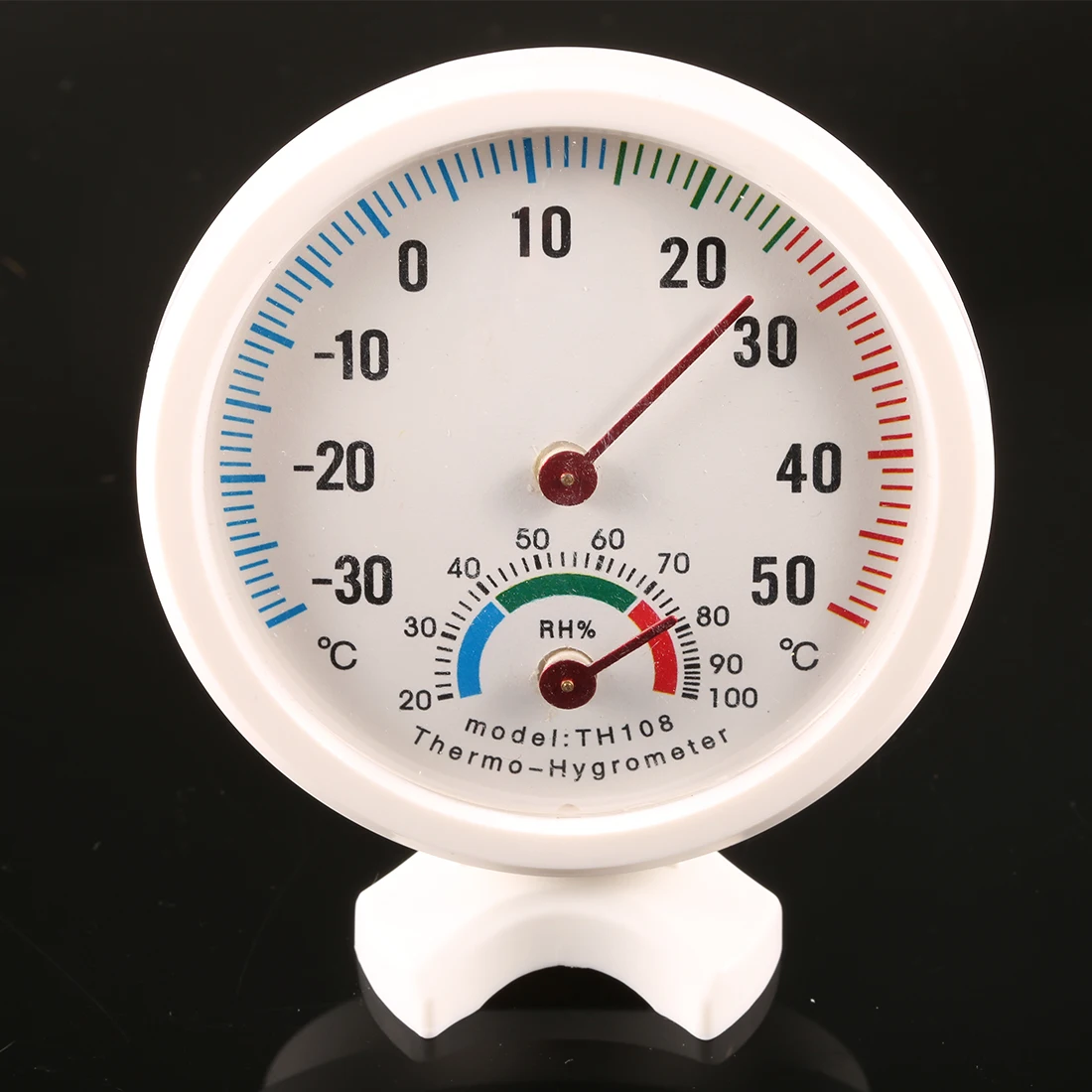 

Indoor Outdoor Wet Humidity Thermometer Hygrometer Round Clock-shaped Temperature Meter Gauge