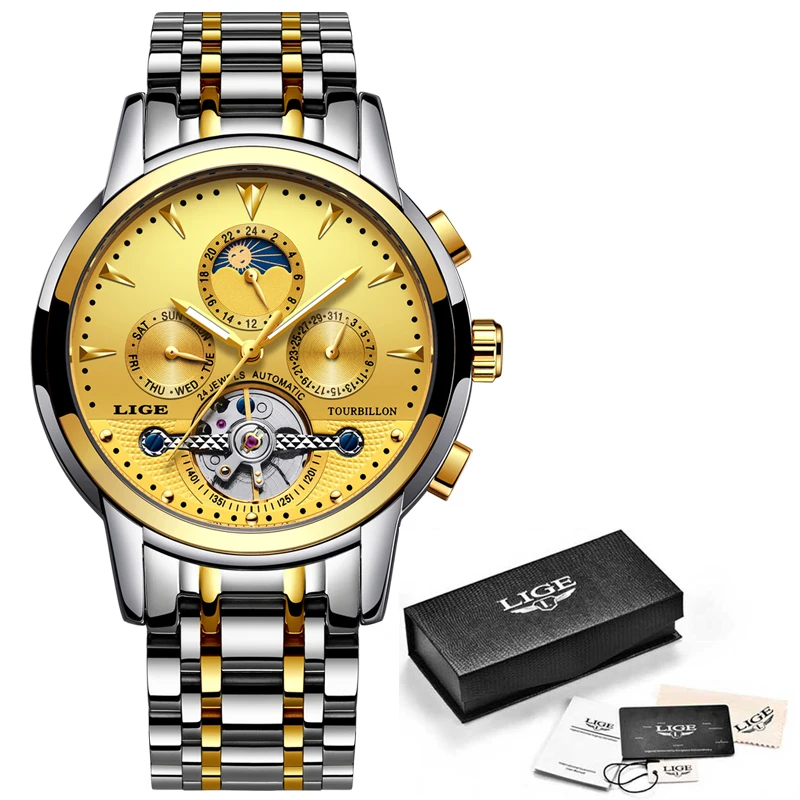 

Mens Watches New LIGE Top Brand Luxury Men's Automatic Mechanical Watch Mens Fashion Business Waterproof Watch Relogio Masculino