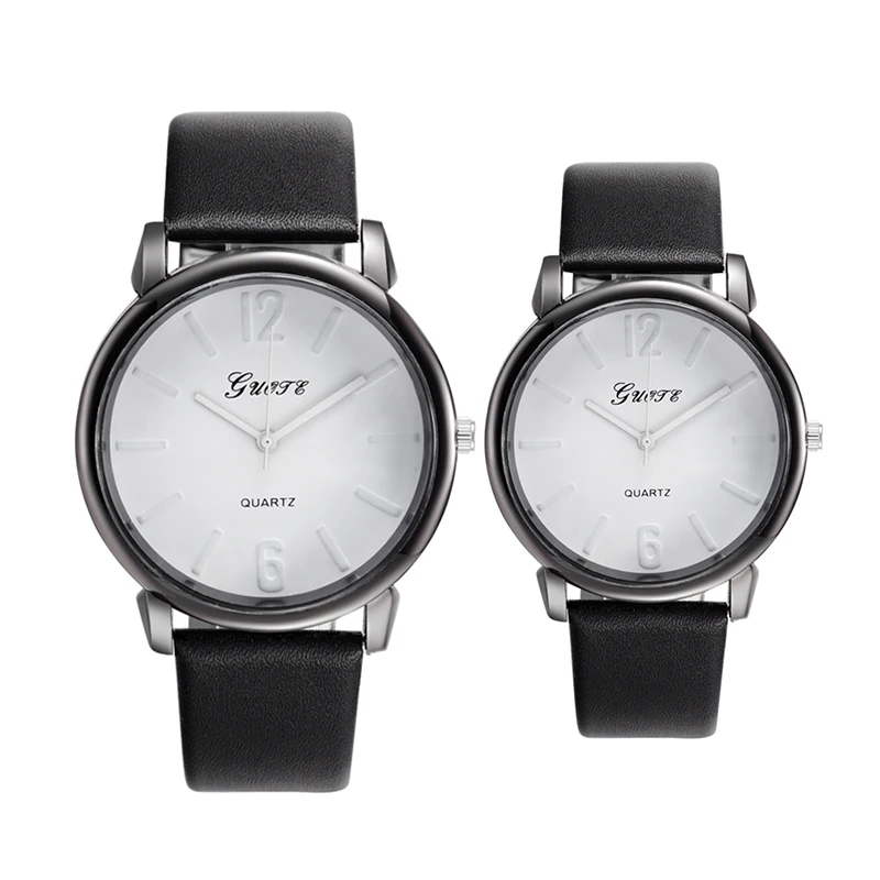 

2Pcs Couple Watch Round Dial All Match Fashion Fine Watch Accessory 0136