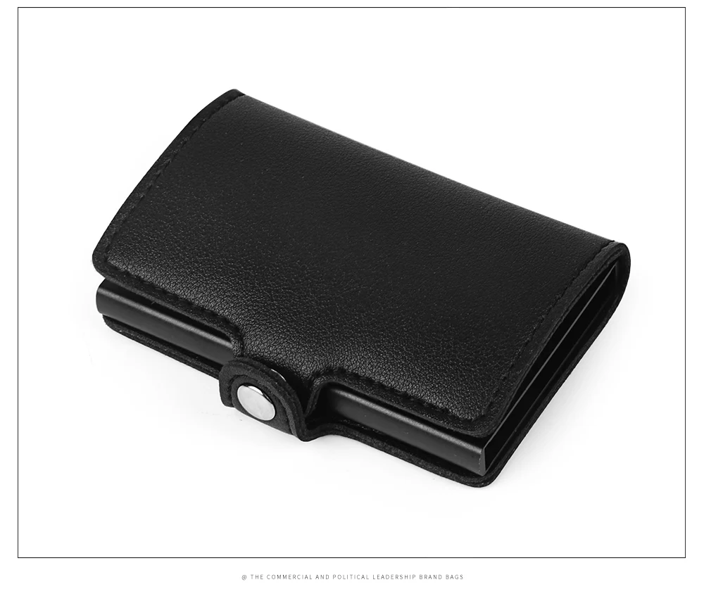 Мужской кошелек держатель для Карт RFID алюминиевый сплав кредитный держатель для карт из искусственной кожи кошелек Противоугонный мужской автоматический всплывающий RFID кошелек