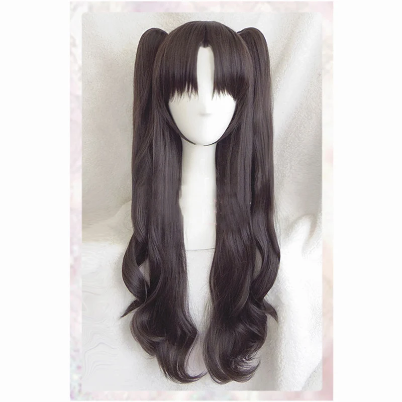 Game Fate/Stay Night Rin Tohsaka Cosplay Wigs Long Wavy Heat Resistant Synthetic Hair Perucas Cosplay Wig+ Wig Cap