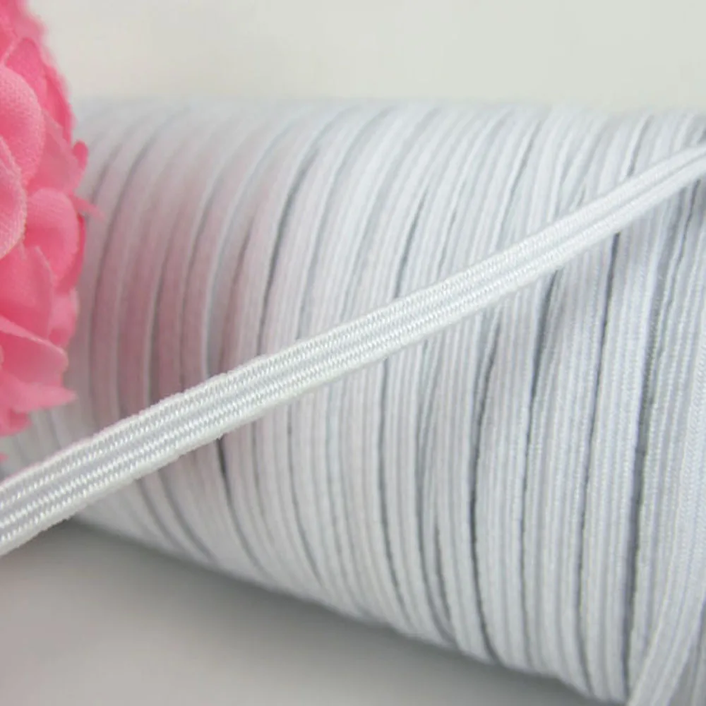 100yard Wide 1/8" White Elastic Braided Soft Knitted Braided Elastic