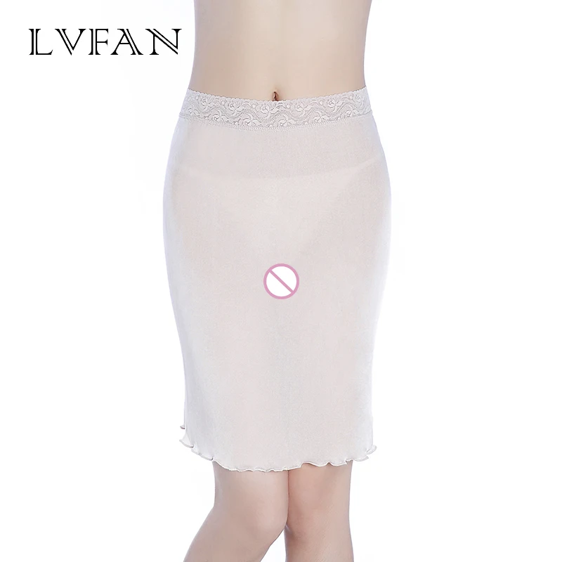 

Solid Summer Ladies Skirt Bottoming Silk knit Lace Skirt Silk Anti-Lighting Lining Breathable Skirt Nightdress LVFAN K019