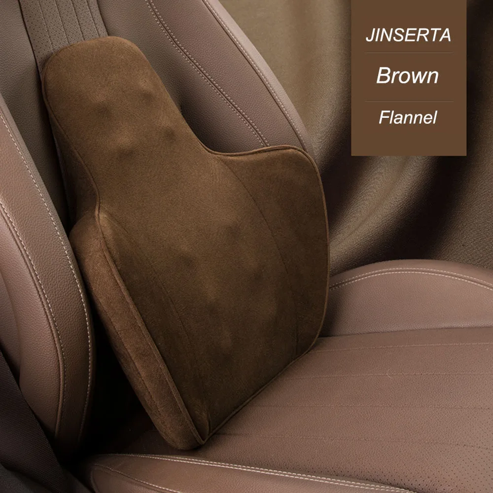 JINSERTA из искусственной кожи подголовник автомобиля подушка для шеи авто подушки сиденья Поддержка спины поясничная Подушка с эффектом памяти чехол для сиденья дорожная подушка - Цвет: Brown-Waist1