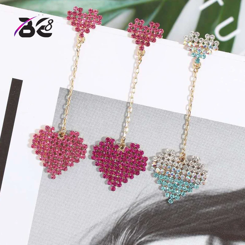 

Be 8 New Fashion Double Heart Long Drop Dangle Earrings for Women Temperament Pendientes Statement Earrings Loverly Jewelry E663
