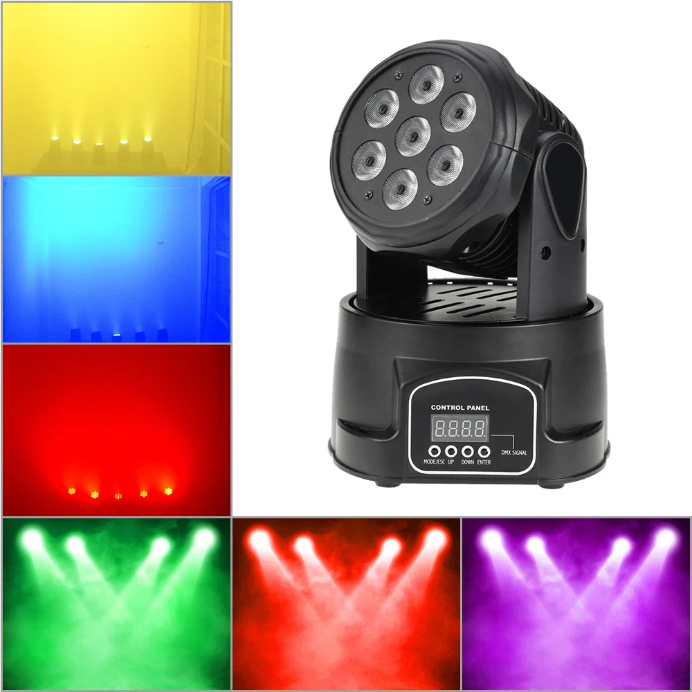 

NEW LED Stage Effect Wash Lightig Moving Head Light DMX512 for DJ Club Disco Stage Party Lighting 70W 7LEDs RGBW Sound Activated