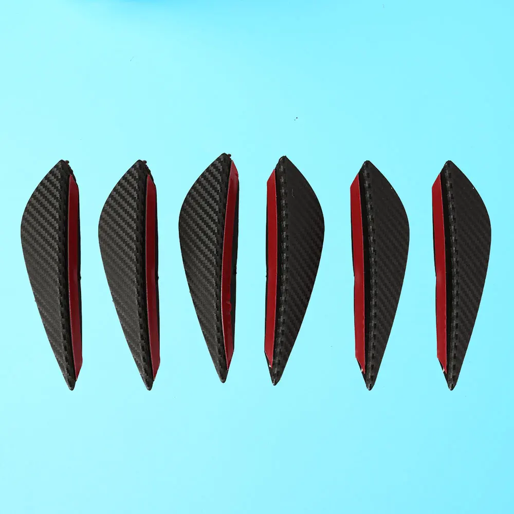 

Vehemo 6PCS Carbon Fiber Bumper Valence Air Knife Front Bumper Fin Body Spoiler Vehicle