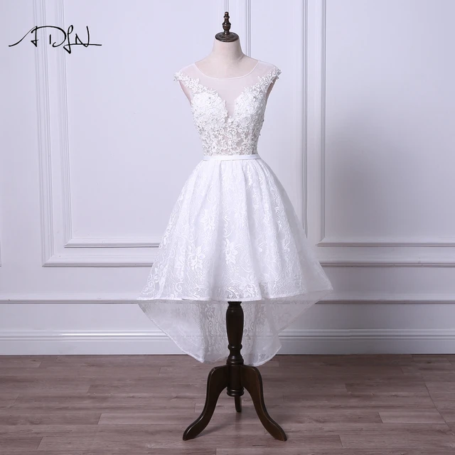 Adln Y Illusion Bodice High Low Wedding Dresses Short Reception Adln Y Illusion Bodice High Low Wedding Dresses Short Reception Dress Scoop Bridal Gown Robe