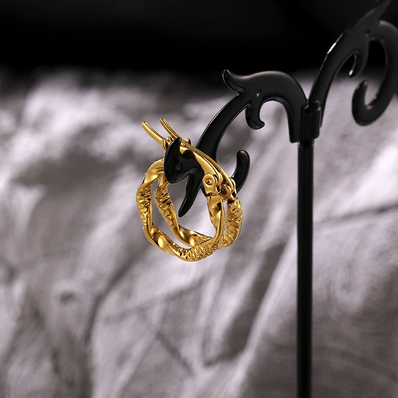 

Golden fashion ring stainless steel ear ring