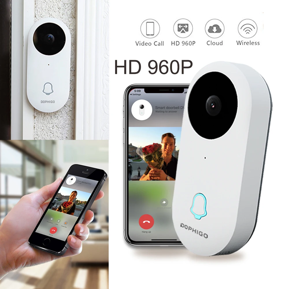 DOPHIGO 960P умный беспроводный дверный звонок Беспроводной безопасности визуальное