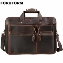 Винтажный Мужской портфель из натуральной кожи Crazy Horse, сумка через плечо, 15-17 дюймов, сумки на плечо для ноутбука, портфель, LI-1982