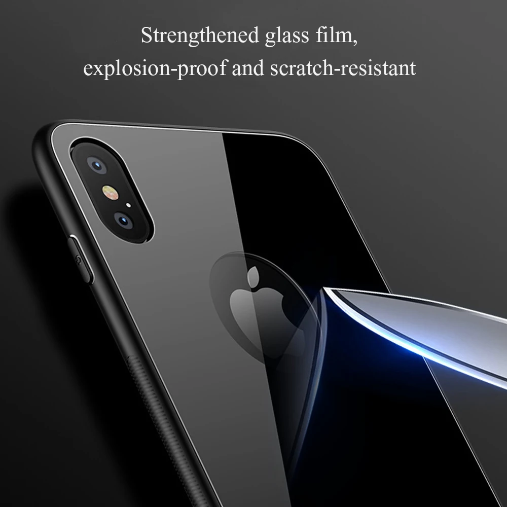 Роскошные Чехлы с закаленным стеклом для iPhone XS Max XR X 7 8 6 6S Plus чехол Защитный Жесткий задний Мягкий силиконовый чехол для iPhone X