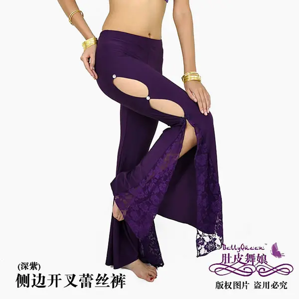Professional Belly Dance Flank Openings Lace Trousers Pants Latin Dance