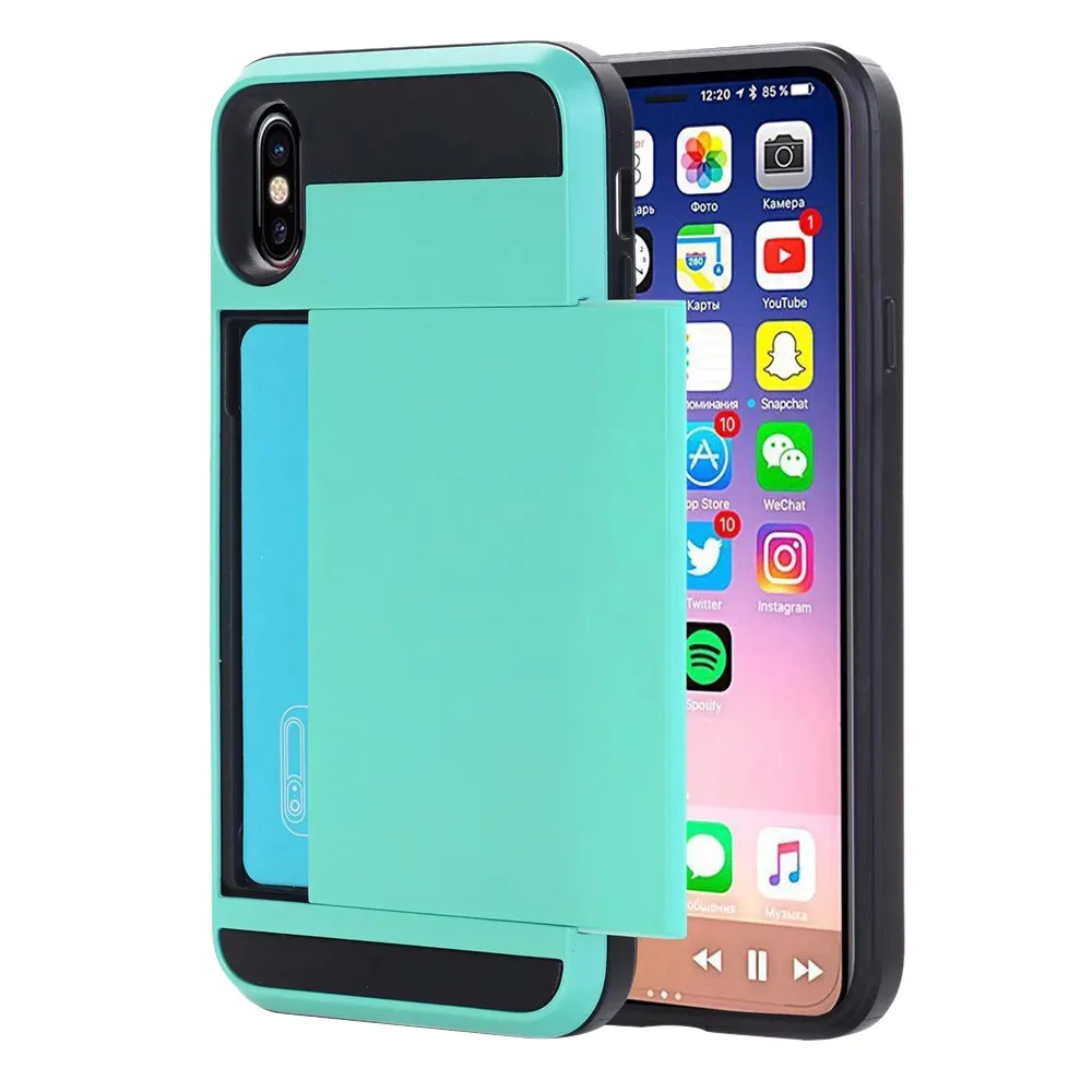 

Phone Case Protect Shell Armor With Card Pocket Wallet Holder Slot Case Cover For Iphone XS/XS Max/XR 6.1inch 5.8inch 6.5inch