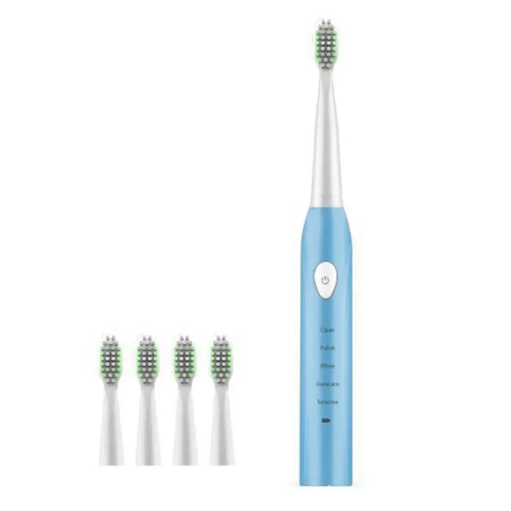

Professional Electric Toothbrush USB Charger Rechargeable Tooth Brush 4 Replacement Heads 5 Cleaning Modes Timer