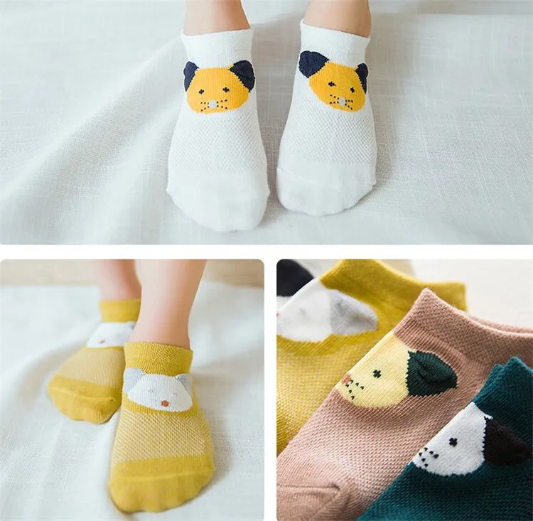 5 пар/лот, носки для маленьких мальчиков хлопковые сетчатые Носки для маленьких девочек детские носки для девочек с принтом животных, одежда для маленьких девочек возрастом от 1 года до 8 лет