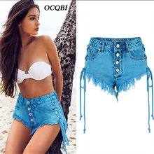 Плюс Размеры джинсовых шорт для Для женщин кисточкой рваная уличная одежда скинни, бойфренды джинсы