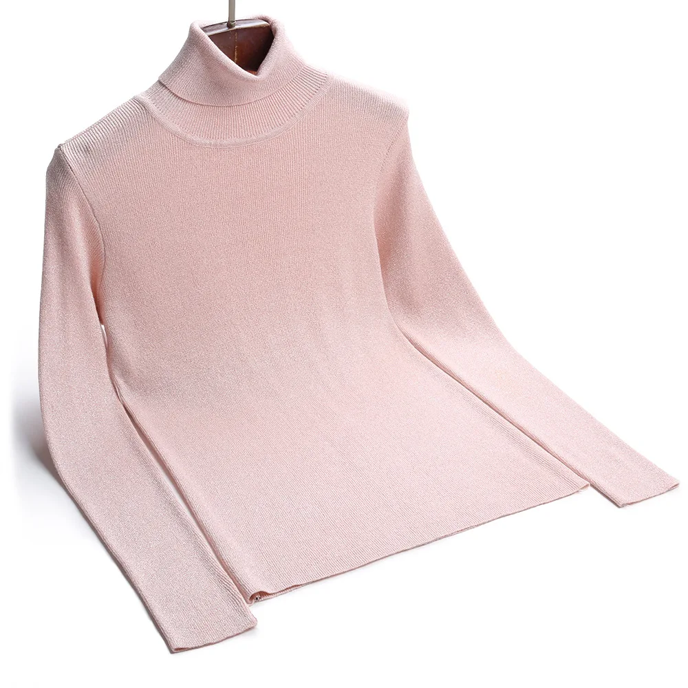 New Glitter Turtleneck Women Pullover Sweater High Elasticity Knitted Flash Slim Jumper Autumn Winter Basic Female Sweater D333 New Glitter Turtleneck Women Pullover Sweater High Elasticity Knitted Flash Slim Jumper Autumn Winter Basic Female Sweater D333
