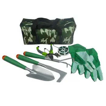 

7pcs Gardening Tools Set Garden Gloves Plant Rope Trowel Pruners and More with Storage Tote