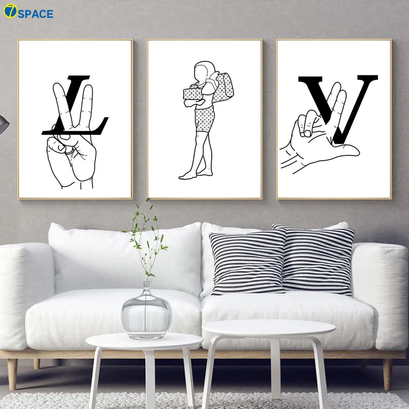 

Top Fashion Girl Gesture Nordic Posters And Prints Wall Art Canvas Painting Black White Art Prints Wall Pictures For Living Room