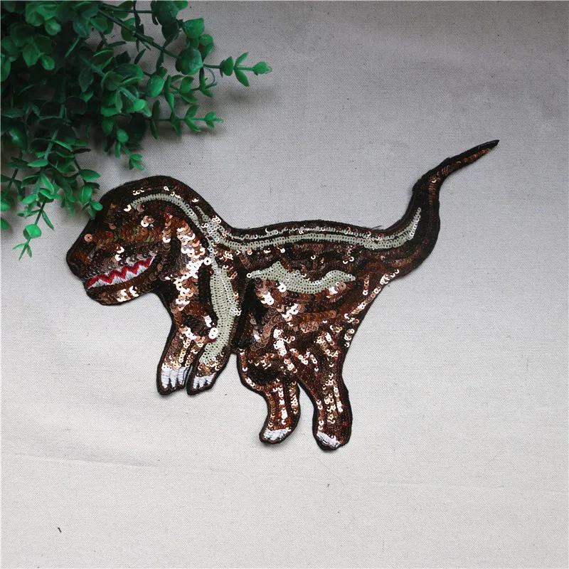 

1 Pieces Big Sequins Dinosaur Patch Vintage DIY T-shirt Applique Fashion Clothing Decoration Sew On Patch 19cm x 28cm Accessory