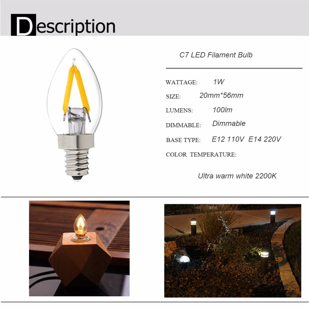 Grensk T20 C7 E12 светодиодный светильник 2700k 0,5 Вт 1 Вт 2 Вт Светодиодный светильник E14 220 В с регулируемой яркостью ретро мини светодиодный светильник Edison холодильник 110 В 220 В