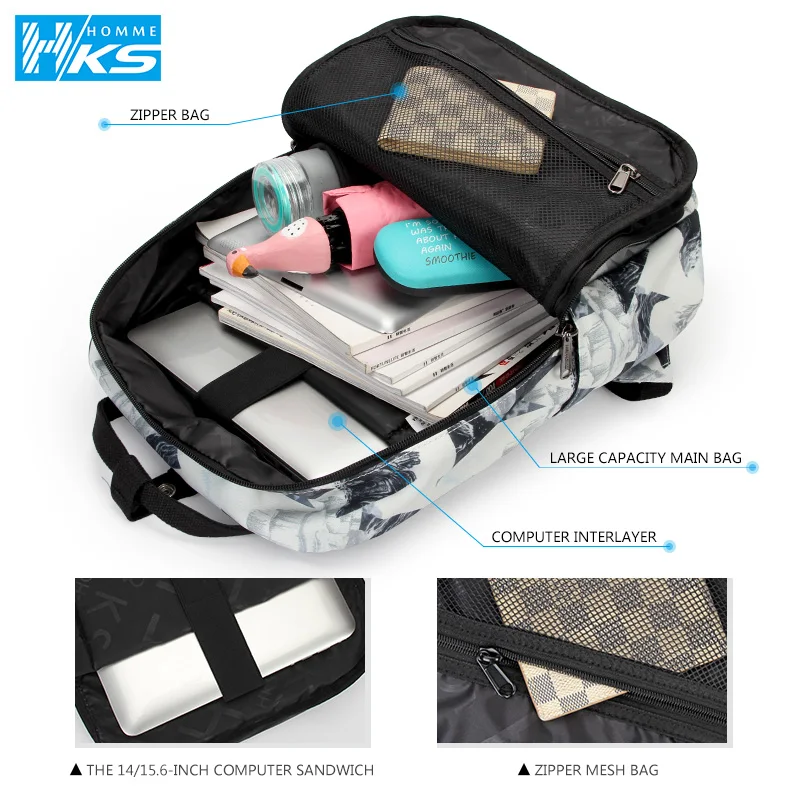 Новинка, женский рюкзак для ноутбука, 14, 15,6 дюймов, женский рюкзак для путешествий, Женская водонепроницаемая школьная сумка с принтом, Рисунок Аниме, для студентов