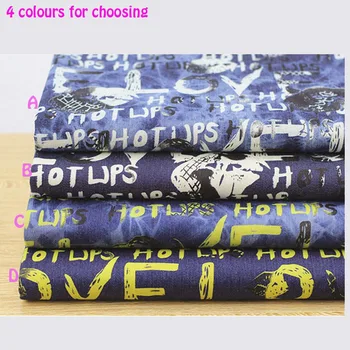 

140*50cm1pc Jeans Fabrics 100%Cotton Denim Fabric,Love Letters Print Stretch Thick Denim Fabric Sewing Material Diy Jeans&Jacket