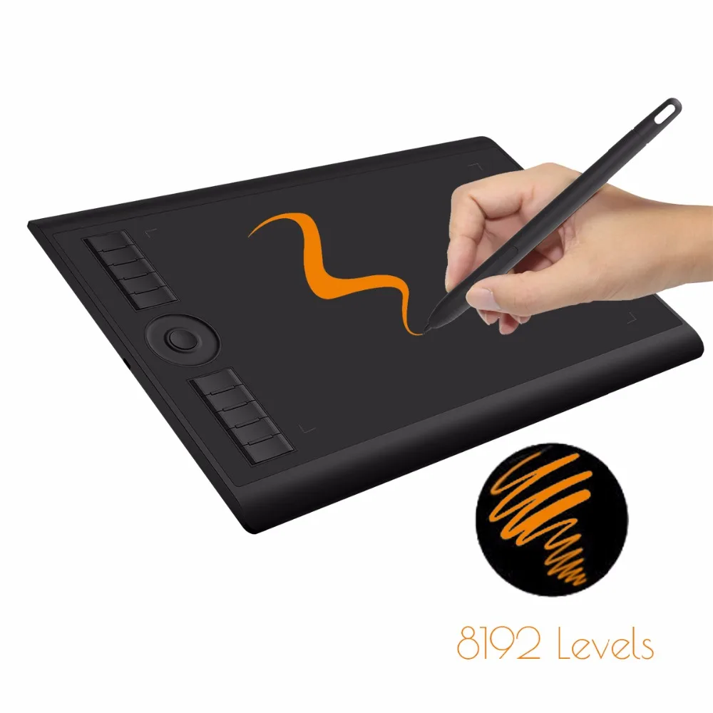 Billige GAOMON M10K 2018 Version 10x6,25 Zoll Art Digital Graphic Tablet für Zeichnung mit 8192 Ebene Stift Druck Passive Stylus