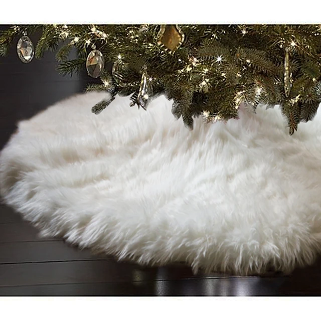Thicken 48inch Christmas Tree Skirts Snowy White Faux Fur XMAS Tree