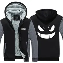 2016 männer Hoodies Tasche Monster Anime Gengar Pokemon Hip Hop Sweatshirts Reißverschluss Fleece Trainingsanzüge USA EU größe Plus größe