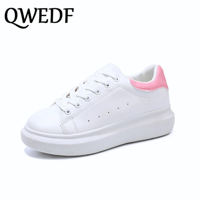 QWEDF 2019 Весенняя Новинка Designer Wedges Белые туфли женские кроссовки на платформе Tenis