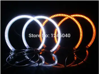 

Dual color White&amber LED Angel eyes halo ring kit DRL Turn signal for BMW E36 E38 E39 E46 2D 4D Lada VAZ BA3 2106 Super Bright