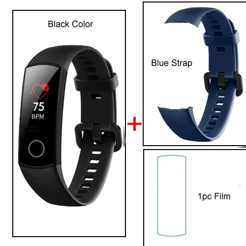 huawei Honor Band 4 Смарт-часы с сенсорным экраном Спорт 5 АТМ водонепроницаемый Обнаружение монитор сердечного ритма во время сна вызов сообщение шоу - Цвет: black blue 2 strap