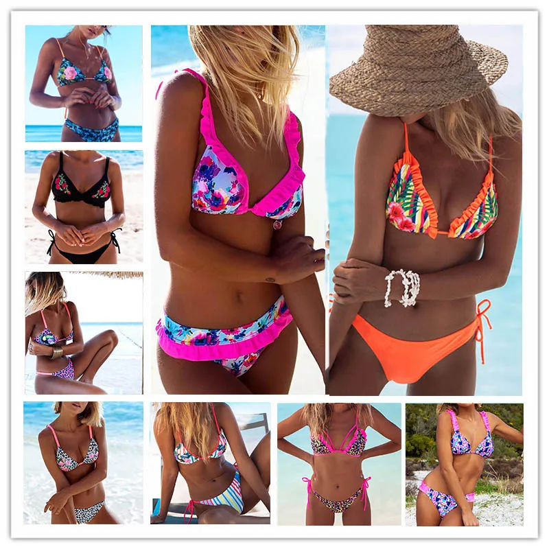 2018 Sexy Bikinis Women Swimsuit Bandage Halter Beach Wear Push Up Bathing suits Print Swimwear Female Brazilian Bikini Set S-XL 2018 Sexy Bikinis Women Swimsuit Bandage Halter Beach Wear Push Up Bathing suits Print Swimwear Female Brazilian Bikini Set S-XL