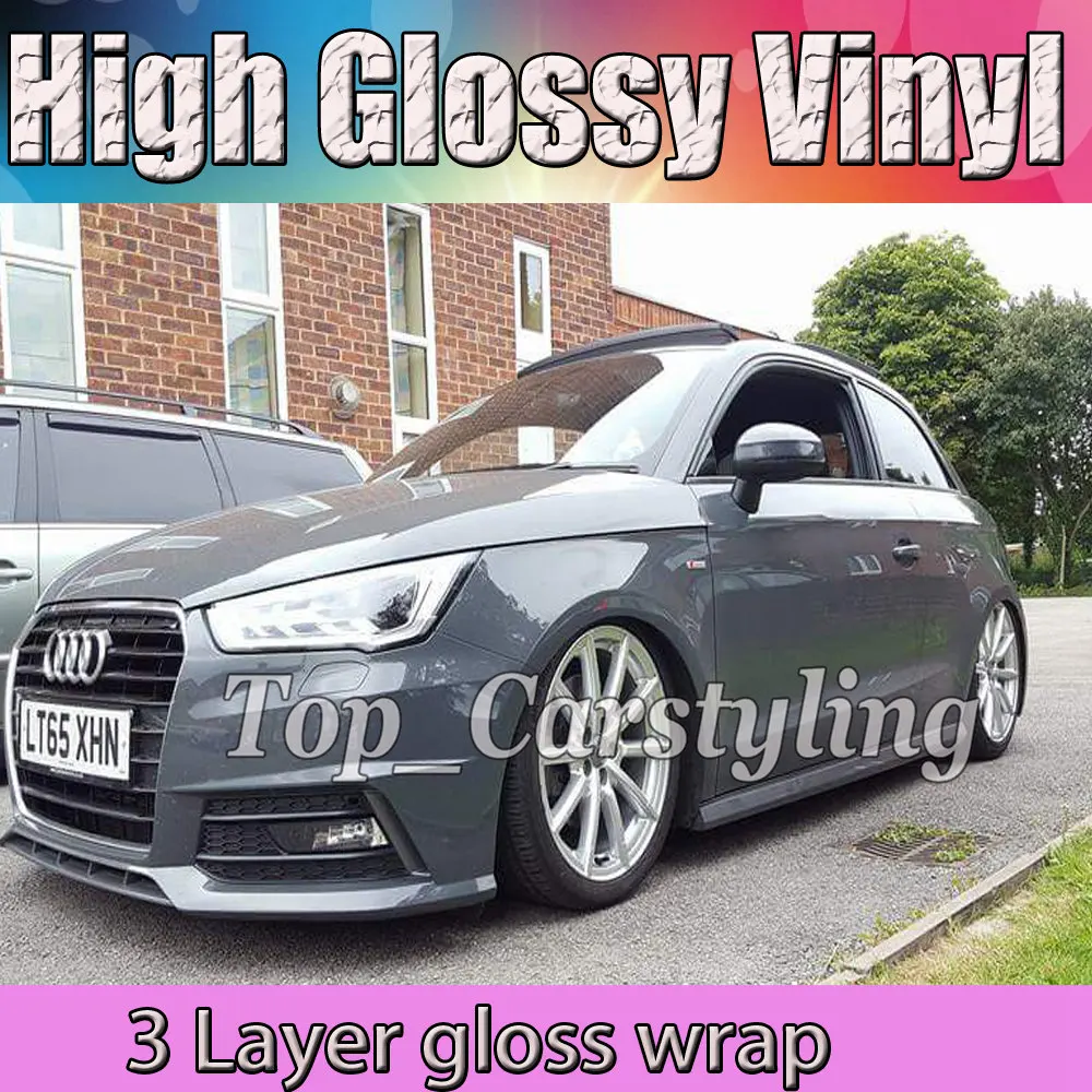 anthracite cement Gray gunmetal car wrapping film gloss 3 layers 3m 1080 (2)