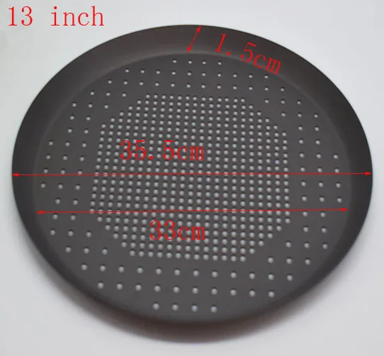 Антипригарное отверстие для пиццы, противень для выпечки, тарелка, посуда, держатель для выпечки, кухонные принадлежности, аксессуары для пиццы, экранная сковорода, металлическая сетка - Цвет: Black 13inch